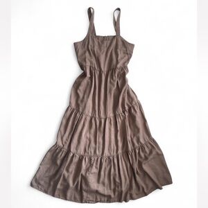 The Drop Brown Tiered Midi Dress | Size M